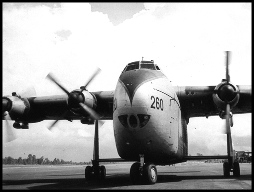 A Blackburn Beverley taxies on the apron in 1965.