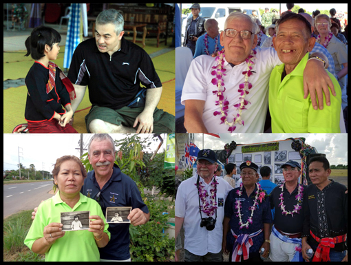 A composite picture showing the interaction between the veterans and the local people of Khok Samlan nee Khok Talat.