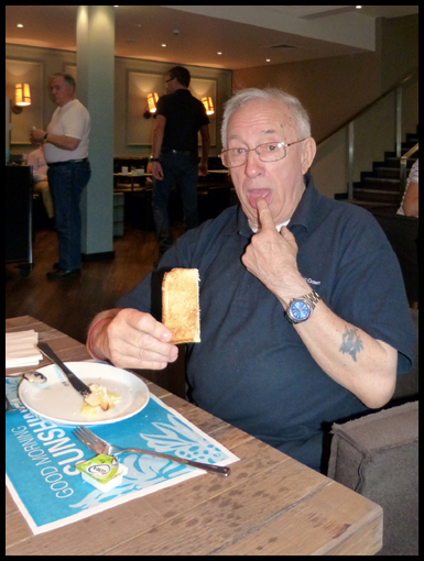 Gordon King with his toast.