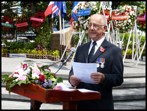 Jim Curtis in his role as Master of Ceremonies addresses the participants  of the Ceremony.