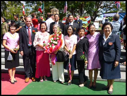 Mike Chapman stands with the descendants of 'Little Mother Ubon' RIP