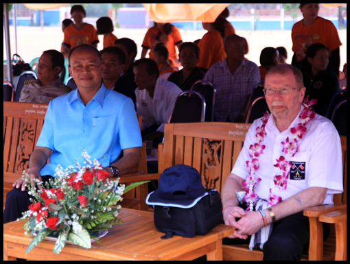 Two images showing the occupants of the VIP marquee.