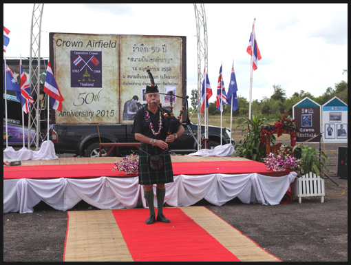 Neil Campbell plays the 'Lament' at the 50th Crown Airfield Celebration.
