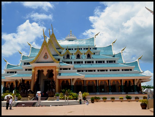 The Temple and Reclining Buddha at Wat Pa Phu Kon.