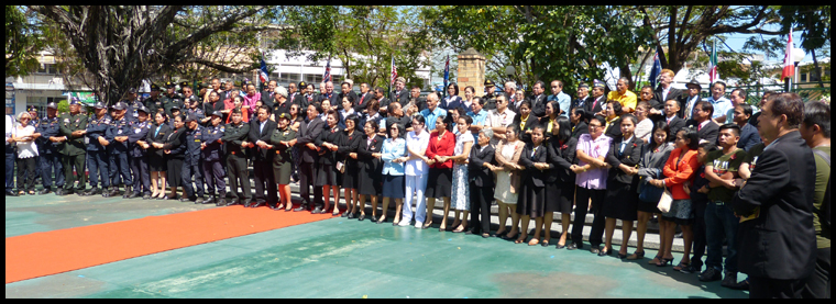 A panorama of the final group photo call.