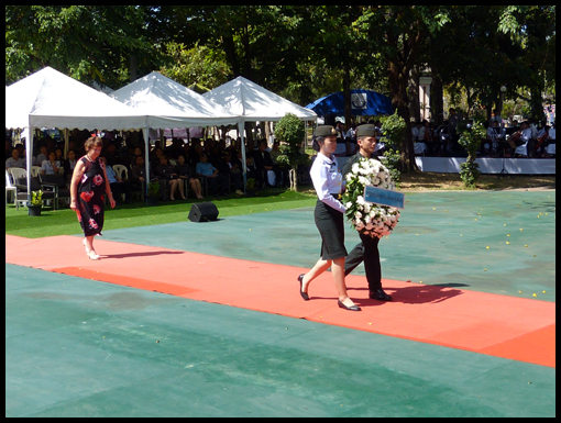 Jean James lays the wreath on behalf of OCA.