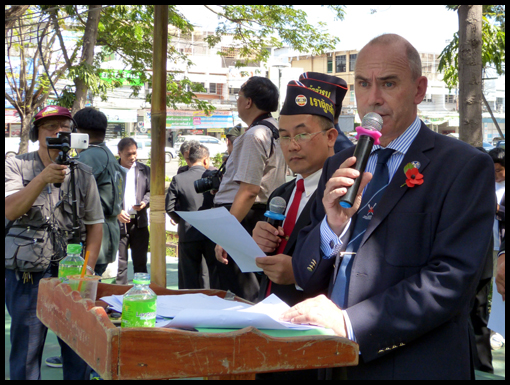 Mike Chapman announces the two minutes silence