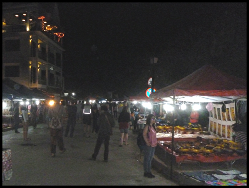 The street scene at a Luang Prabang night market.