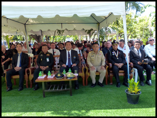 The Governor of Ubon and his officials seated waiting for the ceremony to begin.