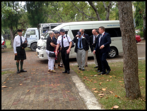 The group arrive at the Thung Sri Mueang park for the Ceremony.