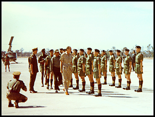 The Gaurd of Honour are inspecterd by the British Ambassador to Thailand circa November/December 1966.