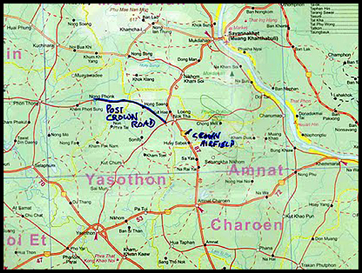 two maps showing the distance from Crown to the road start and the road alignment.