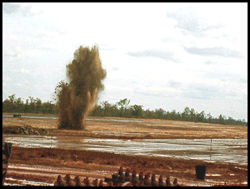 A massive rock in the runway centerline gets blown to smithereens.