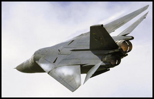 An RAAF F1-11 in flight wings swept back