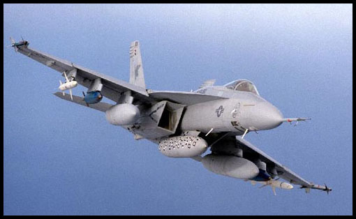 A picture of an Fa-18 aircraft