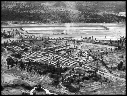 An aerial view of Crown camp and airfield